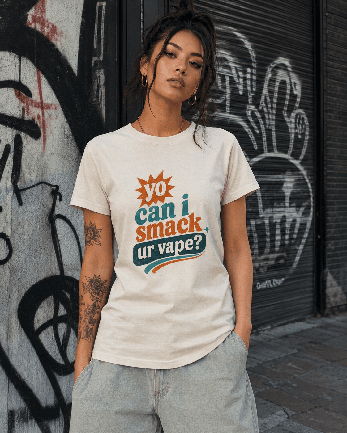 yo can i smack ur vape tee model photo